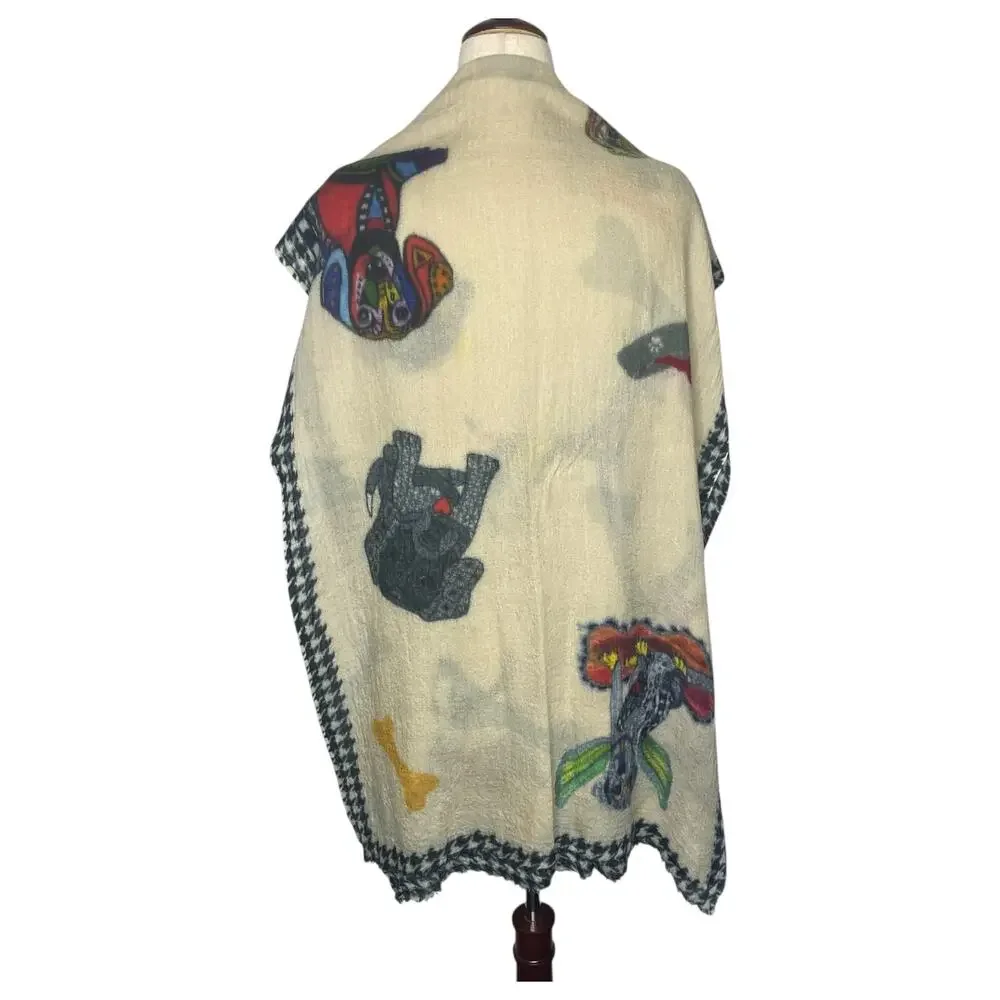 Olive & Cocoa Scarf Must Love Dogs Houndstooth Cream Lightweight Cashmere Silk
